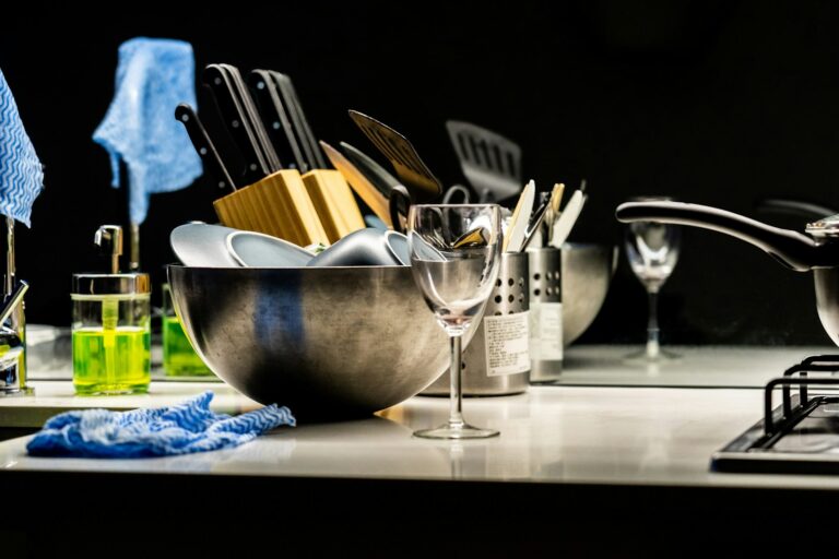 Kitchen sink clean countertop dish towel
