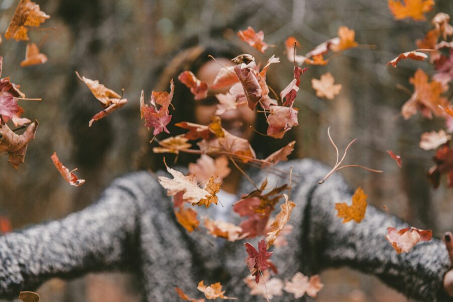 Autumn woman skincare cozy sweater
