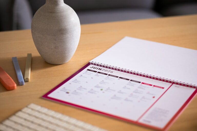 Calendar habit tracker desk