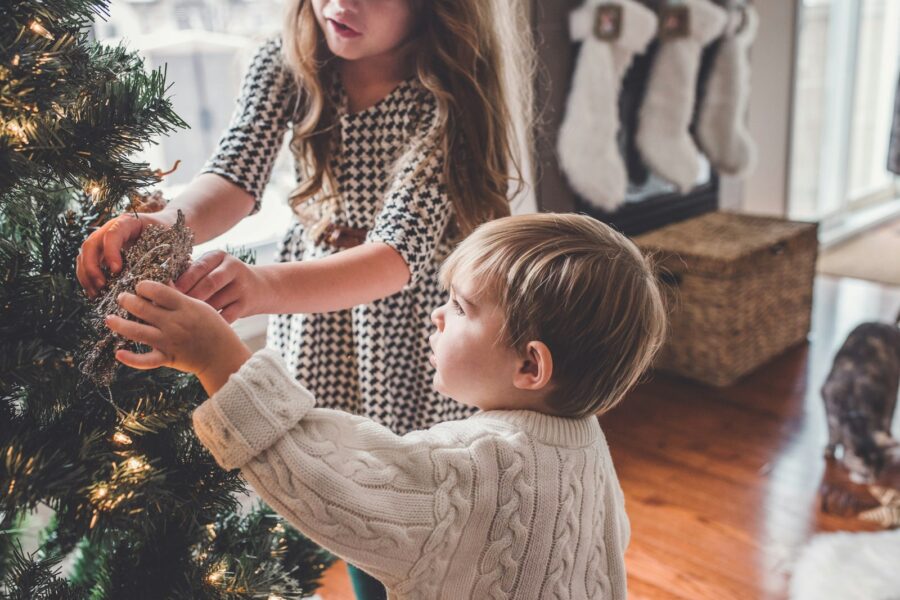 Divorced parents exchanging child holiday season