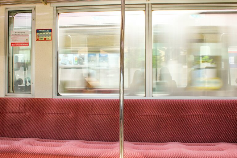 Train interior window landscape