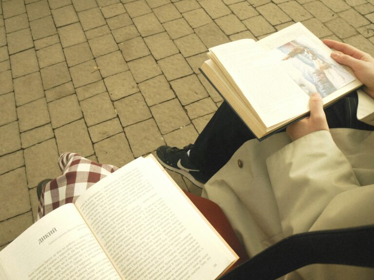 Person walking park weekend cozy sunday evening reading