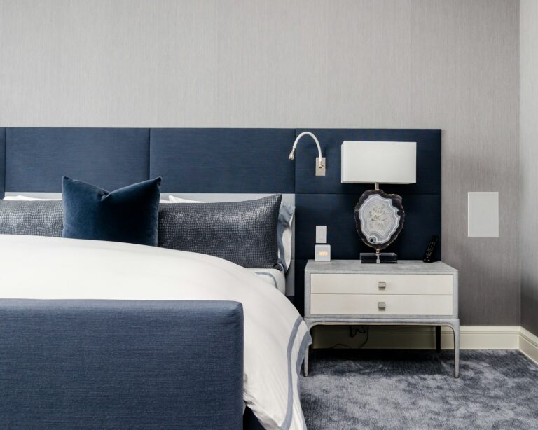 Bedroom white noise machine nightstand