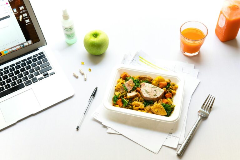 Mindful eating journal pen plate healthy balanced lunch