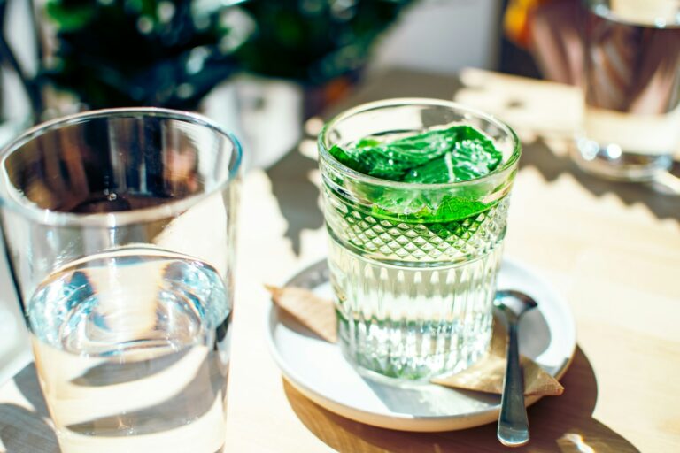 Parsley cilantro mint glass water