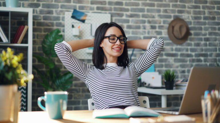 Desk breathing exercise seated office stretch