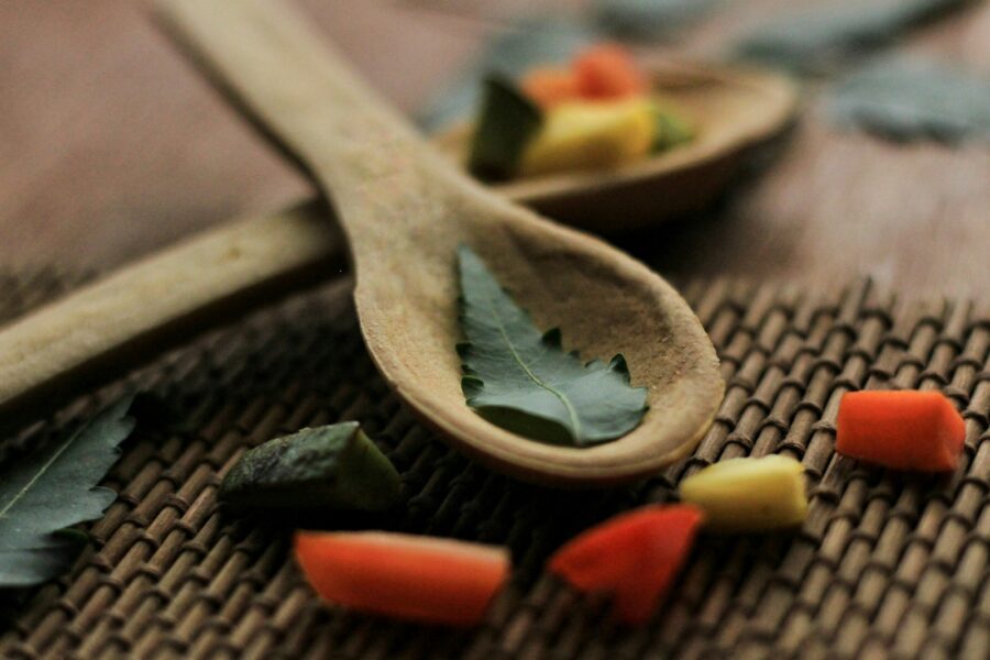One pot rice vegetables wooden spoon