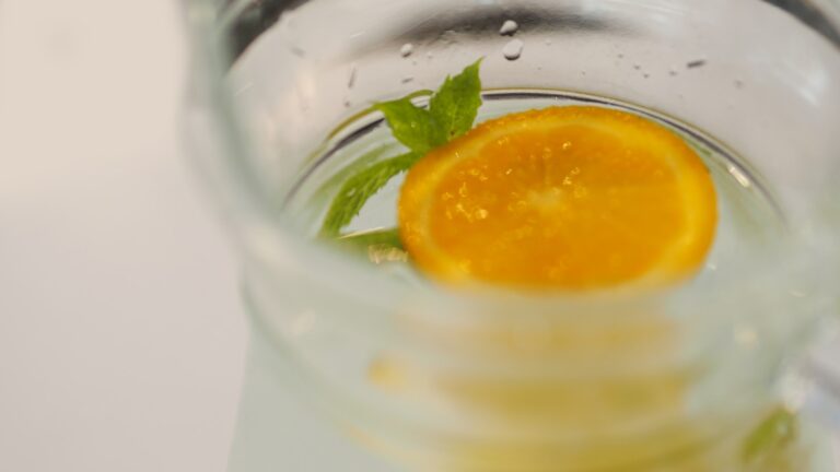 Infused water glass citrus mint