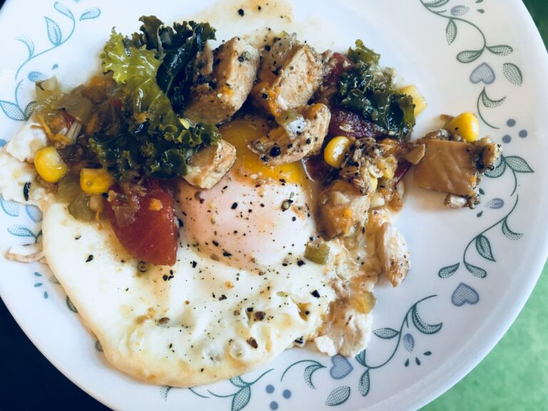 Grain bowl skillet vegetables egg