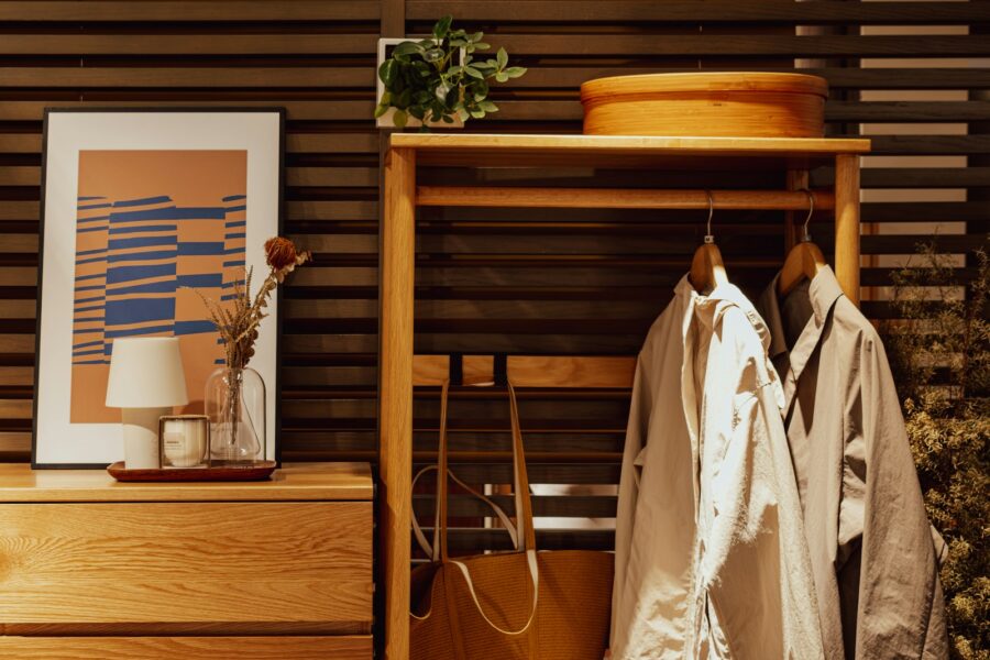 Entryway key bowl coat rack shoes