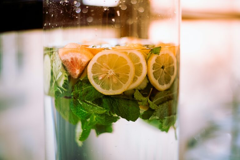 Homemade fruit infused water glass jar