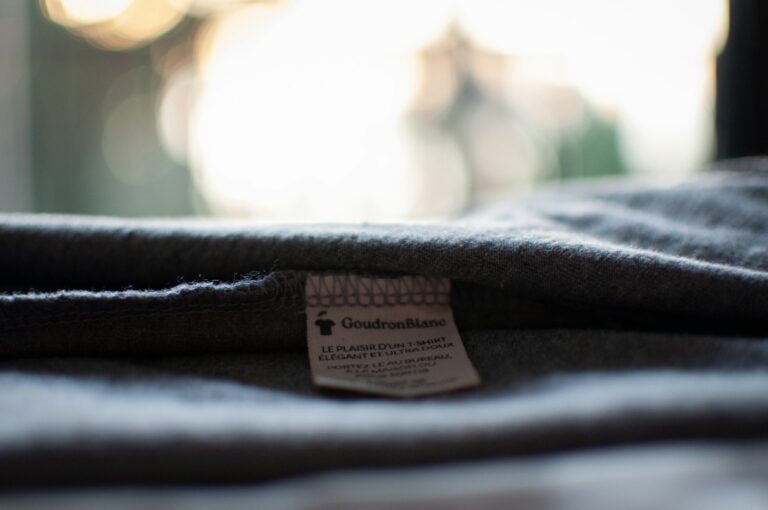 Close fabric labels clothing folded linen cotton garments
