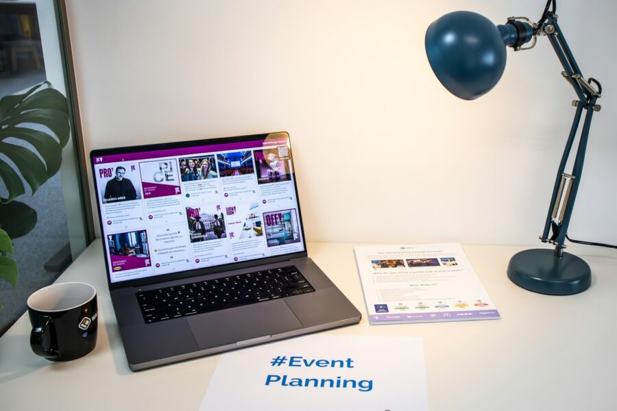 Time blocking weekly planner desk laptop