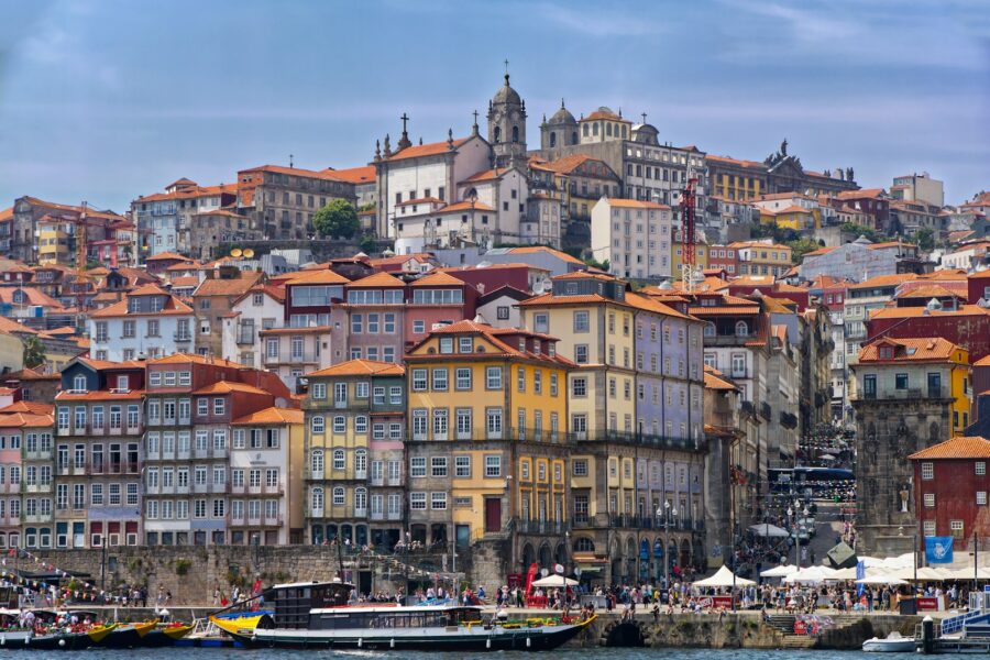 Porto riverfront colorful buildings boats