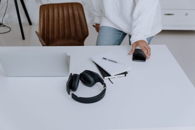 Person stretching desk
