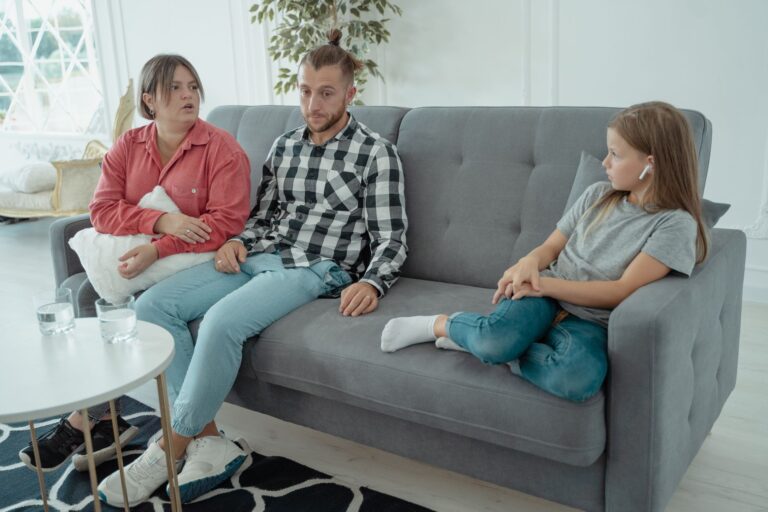 Parents listening teenager