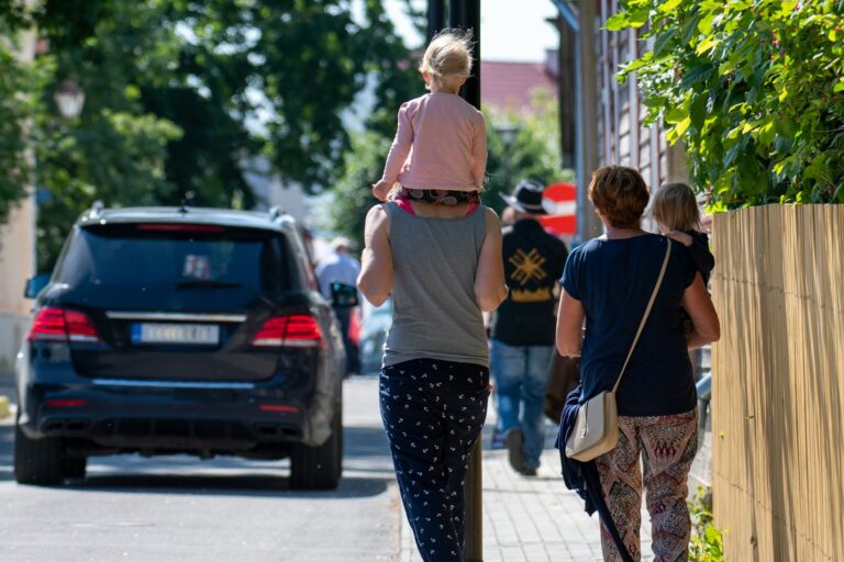 Parent walking child
