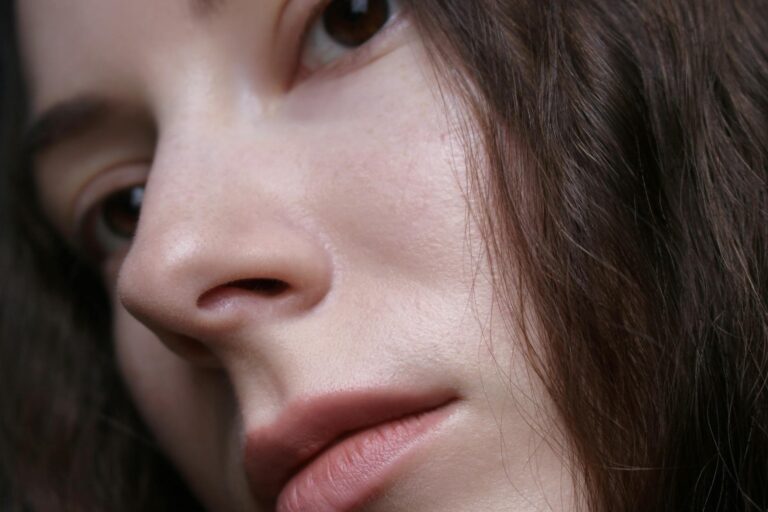 Natural makeup woman soft daylight closeup face
