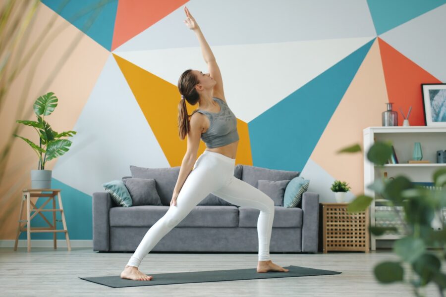 Woman gentle stretching
