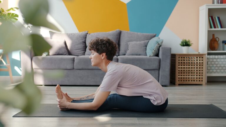 Woman gentle stretching