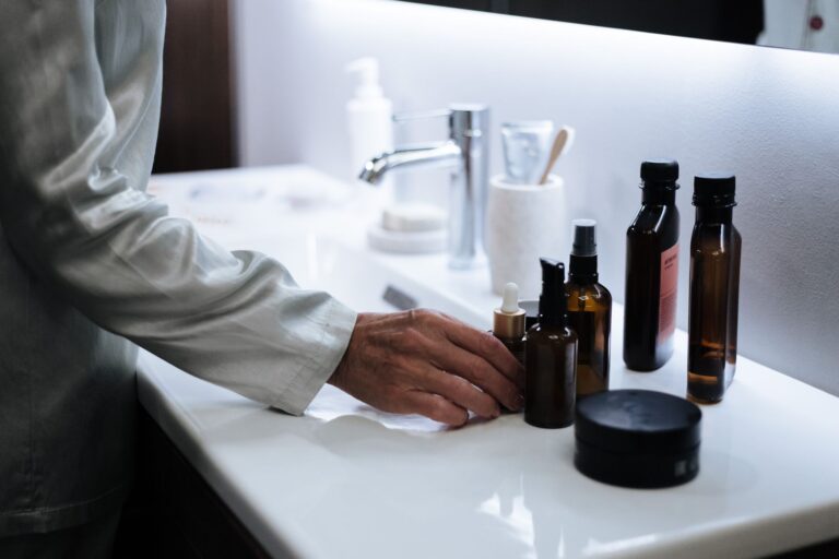 Bathroom sink night
