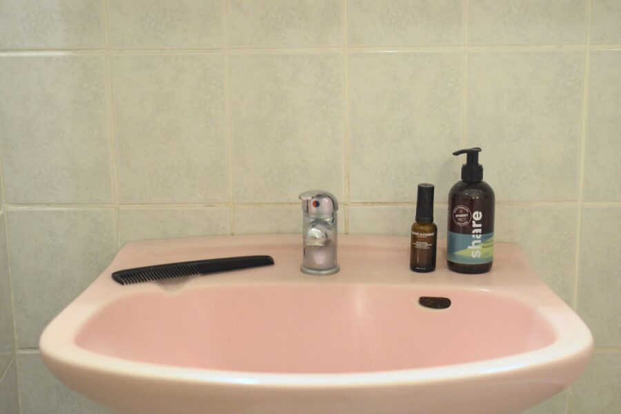 Bathroom sink night
