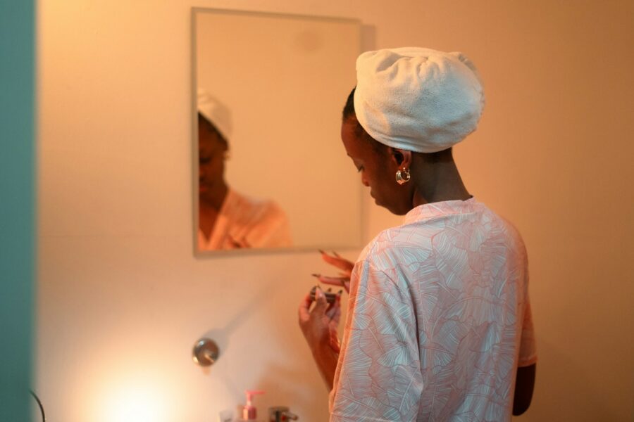 Woman applying natural