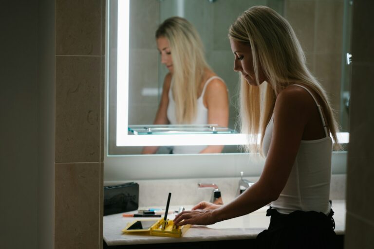 Woman evening skincare