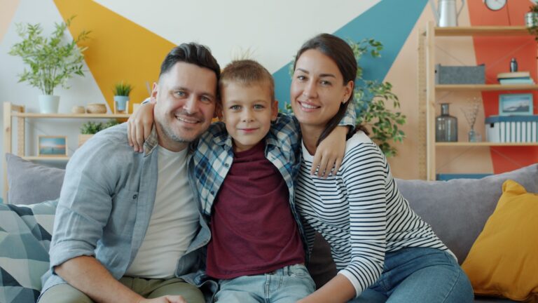Family sitting couch