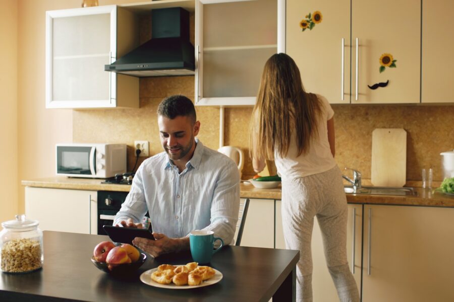 Family sitting kitchen