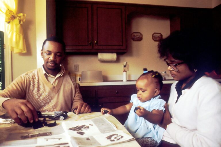 Family sitting kitchen