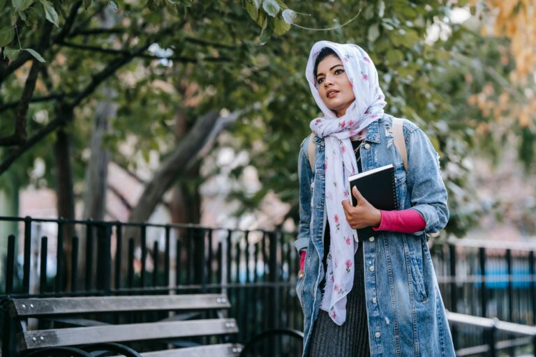 Woman walking outside