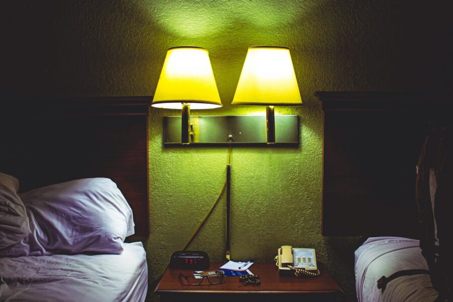 Hotel room bed