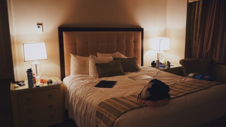 Hotel room bed