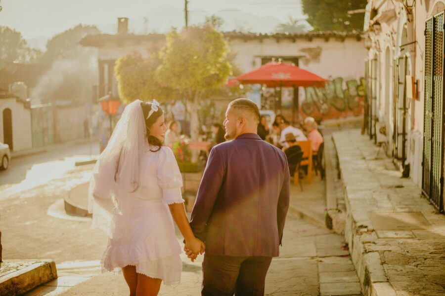 Couple walking city
