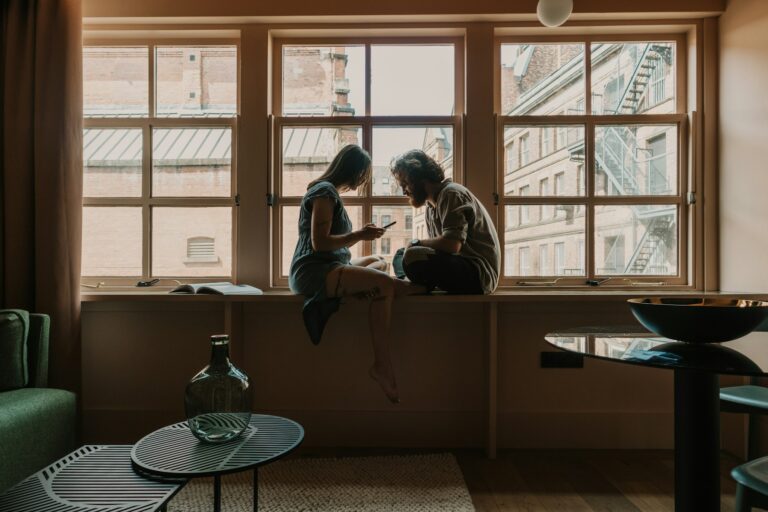 Couple sitting cafe
