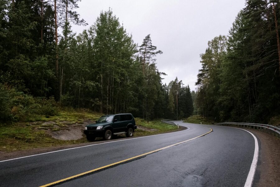 Car parked forest