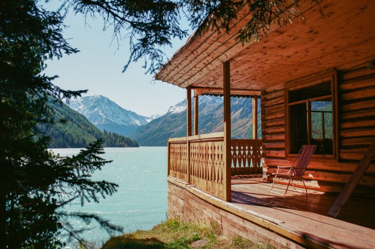 Lakeside wooden cabin