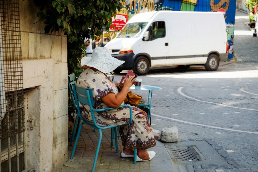 Solo traveler sitting