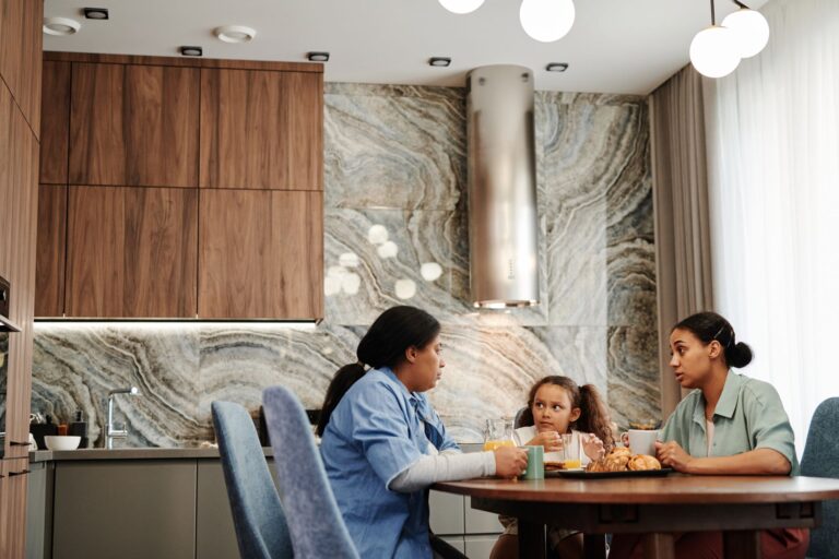 Family sitting kitchen