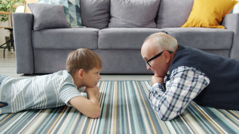 Multigenerational family talking