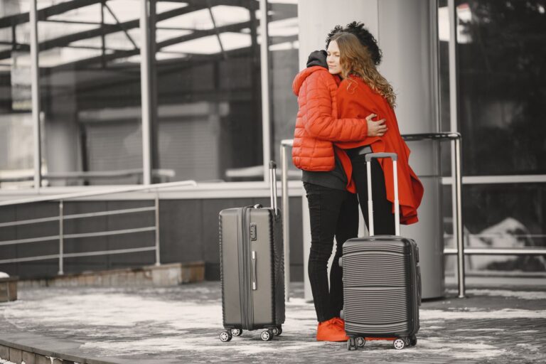 Airport goodbye couple