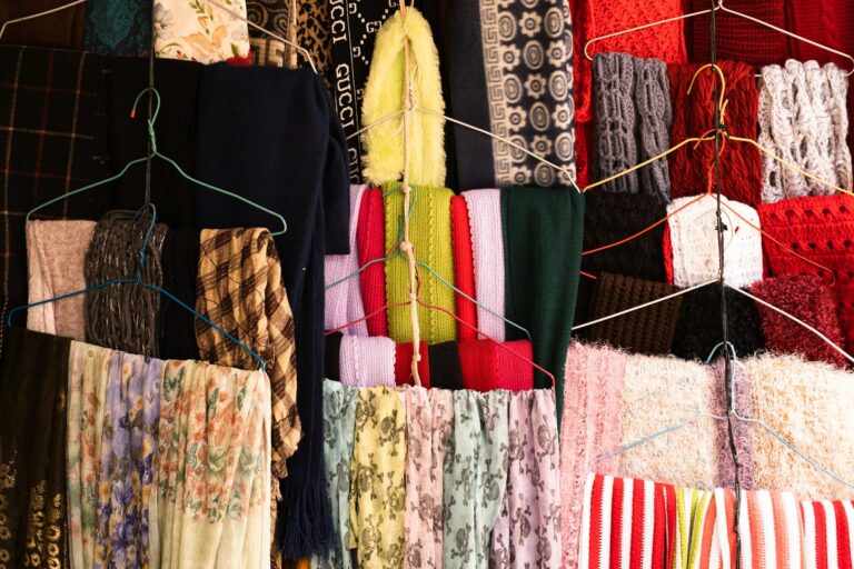 Close colorful scarves