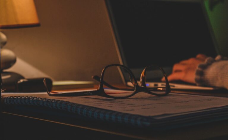 Cozy evening desk