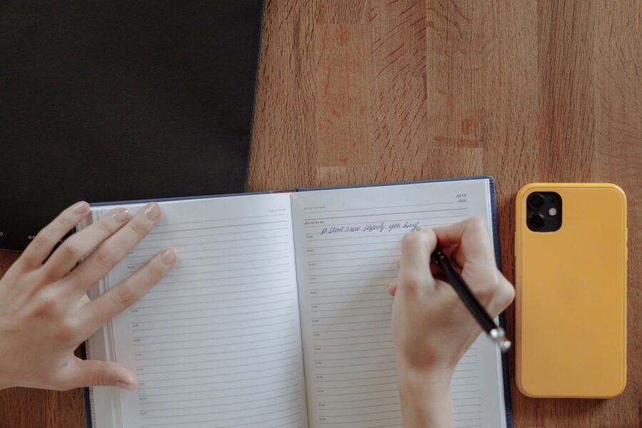 Person writing journal