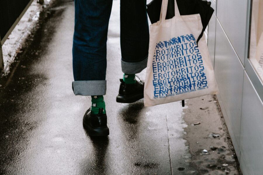 Woman walking city