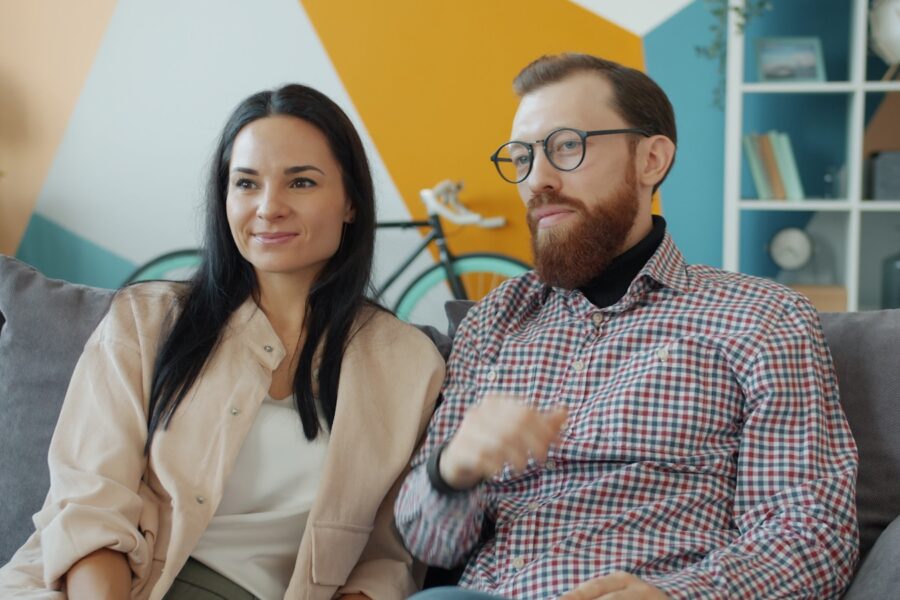 Couple sitting couch