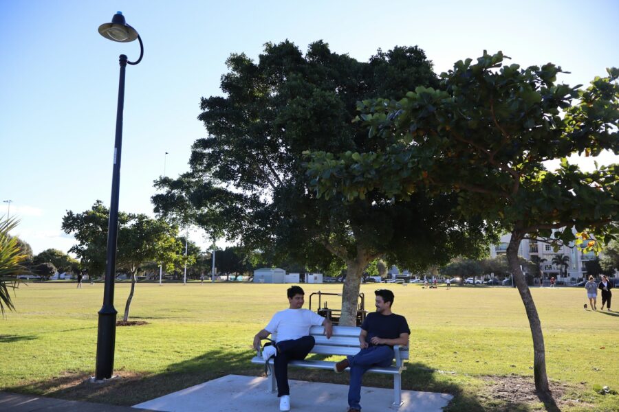 Two friends sitting