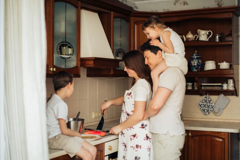 Parents cooking children