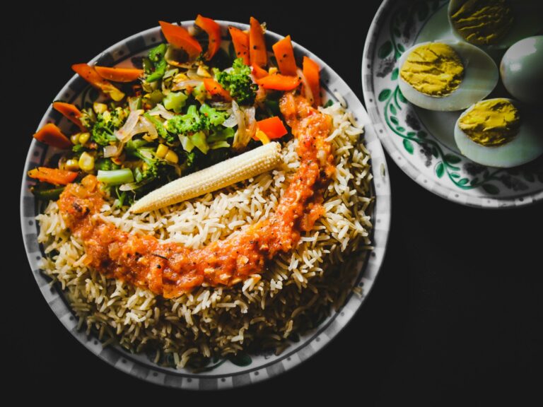 Rice egg vegetable